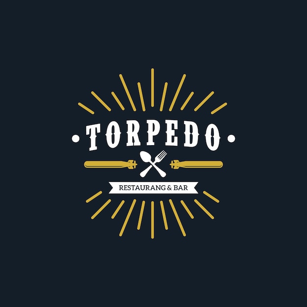 restaurant genaamd torpedo met vintage logo-stijl