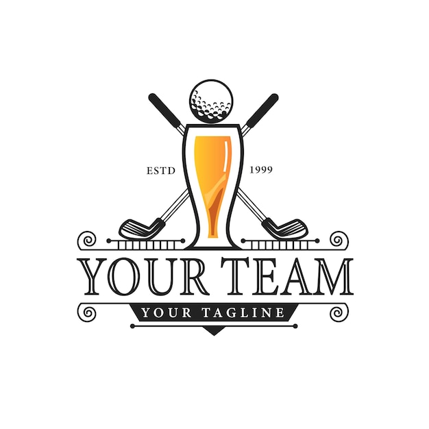 Restaurant Golf Bar met vintage Golf Ball-logo-ontwerp