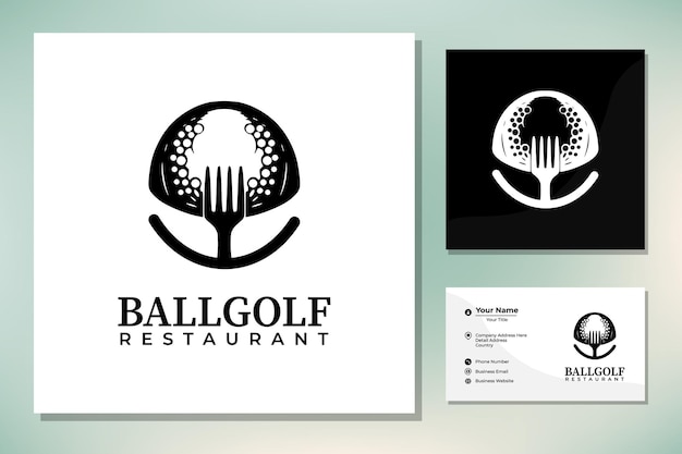 Vector restaurant golf bar vintage with ball and fork logo design