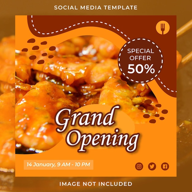 Restaurant grand opening design instagram post template