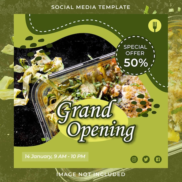 Vector restaurant grand opening design instagram post template