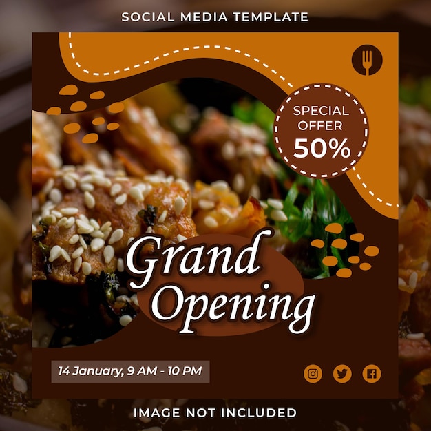 Restaurant grand opening design Instagram post template