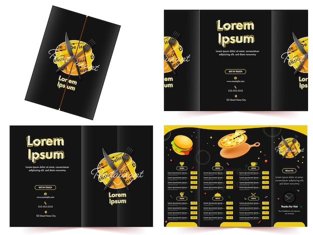 Restaurant Or Hotel Menu Card Template Layout With Delicious Foods And Prices Details