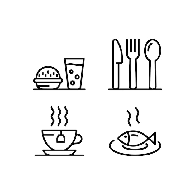 Restaurant icons set on white background Vector illustration