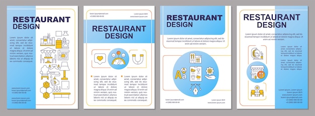 Vector restaurant interior design blue brochure template