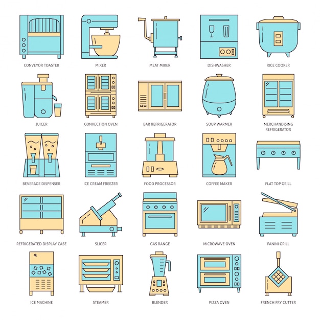 Restaurant keuken apparatuur icon set