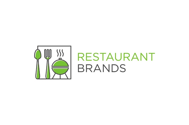 Restaurant logo design utensils element spoon fork and grill icon minimalist modern brand identity