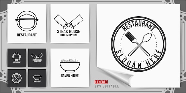 Vettore ristorante logo design illustrazione vettoriale isolato su sfondo bianco