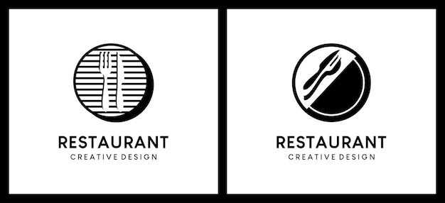 Restaurant logo-ontwerp met bestek eenvoudig concept