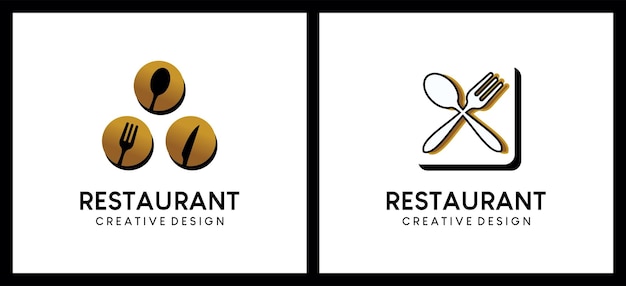 Restaurant logo ontwerp met lepel en vork concept vectorillustratie