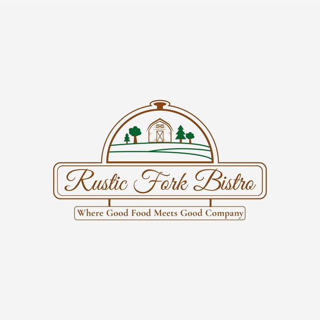 Vettore logo del ristorante rustic fork bistro logo