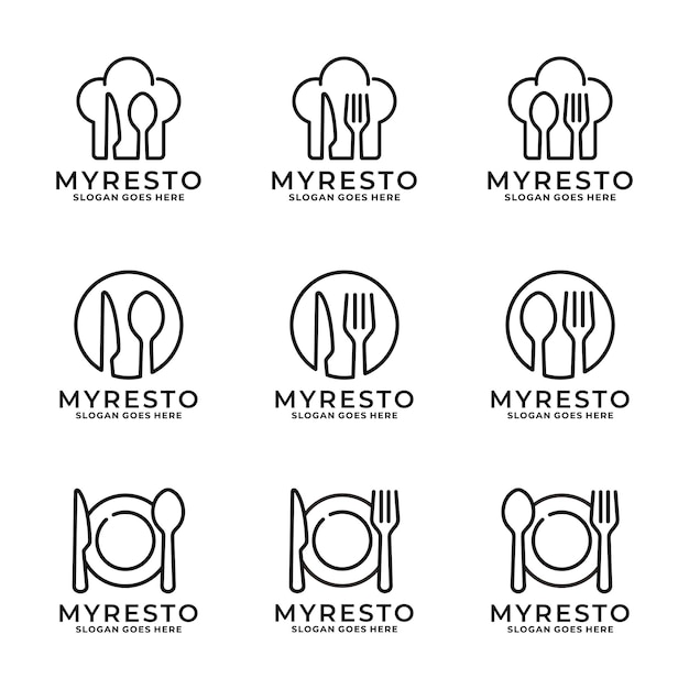レストランのロゴセットデザインのベクトルイラスト