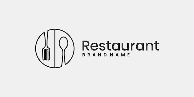 Restaurant logo template with line art style