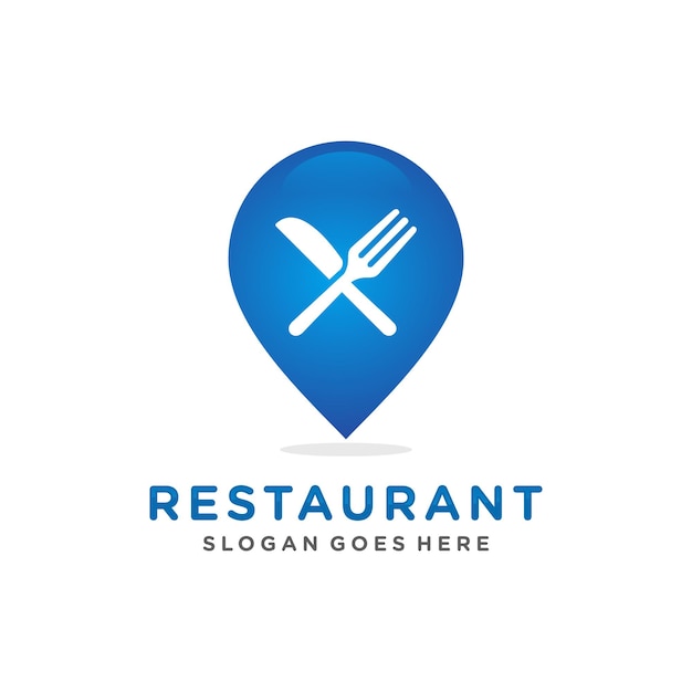 Restaurant map pin logo template