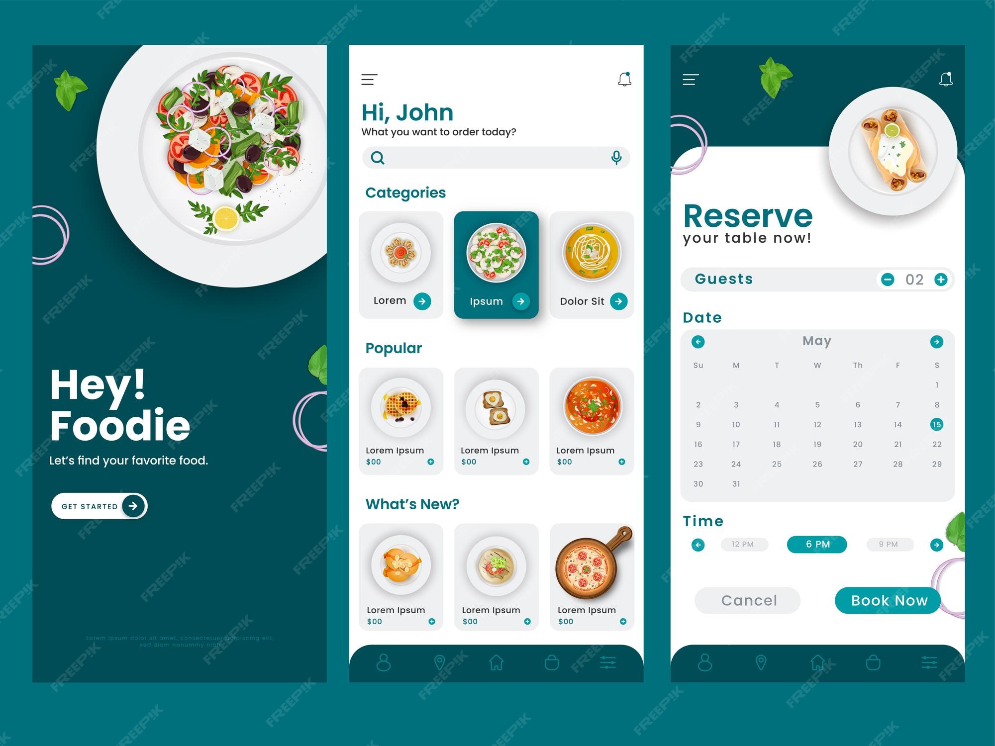 Premium Vector | Restaurant Menu App UI Gui Screen Including Login ...