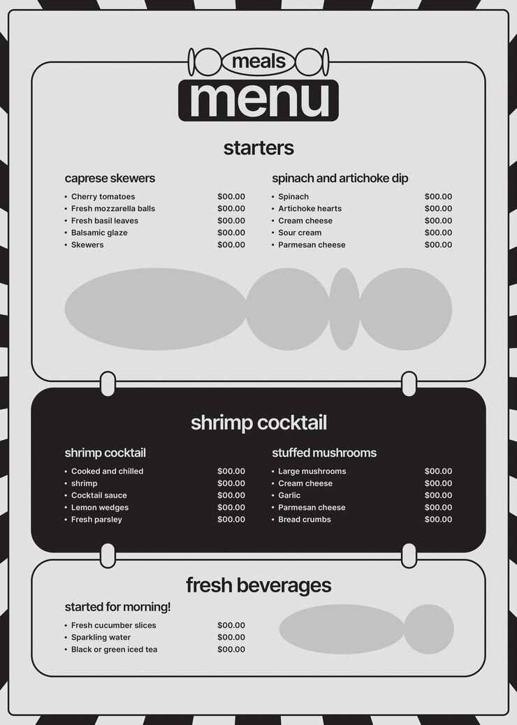 Vector restaurant menu back