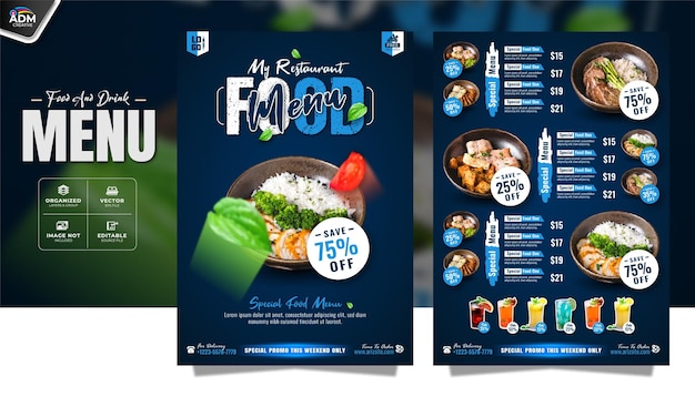 Restaurant Menu Banner en Flyer Template