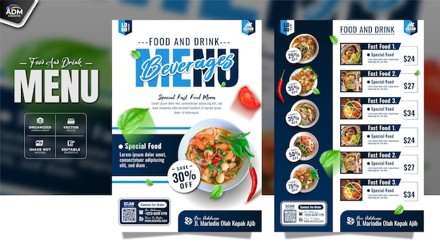Restaurant Menu Banner en Flyer Template