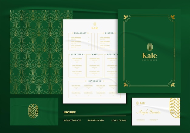 Vector restaurant menu and business card template