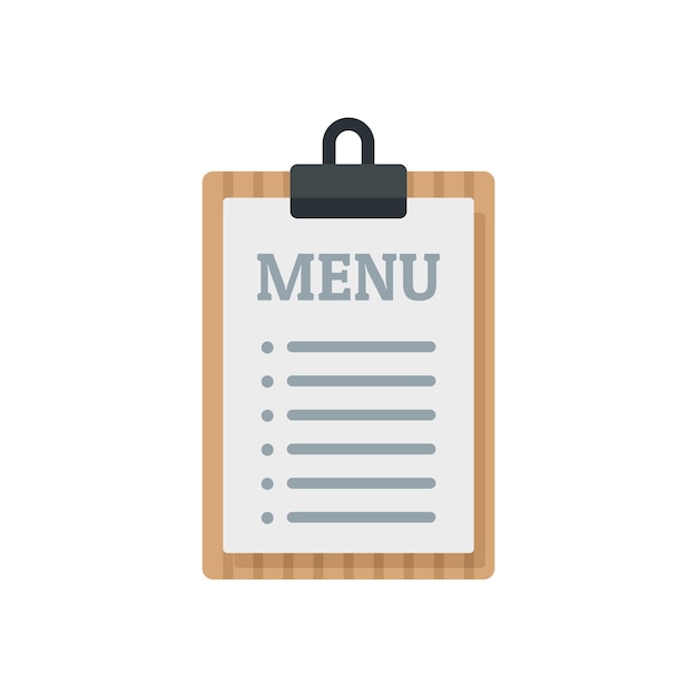 Vector restaurant menu clipboard icon flat vector food dish coffee cook isolated