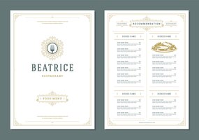 Дизайн меню ресторана и векторный шаблон брошюры этикетки.