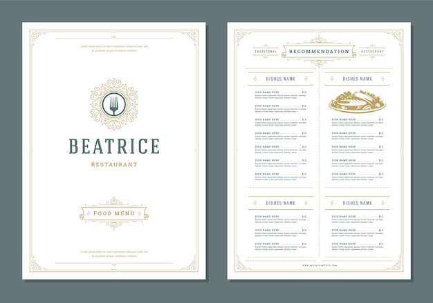 Vector restaurant menu design and label vector brochure template.