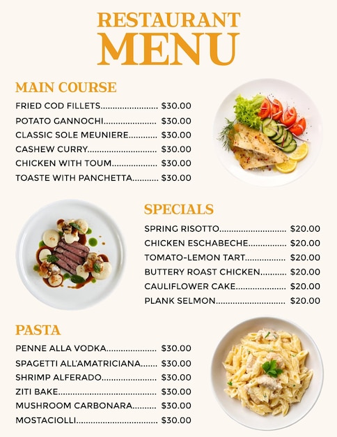 restaurant menu design