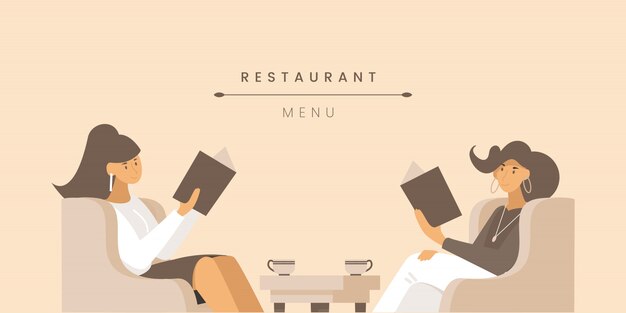 Restaurant menu flat banner  template. 