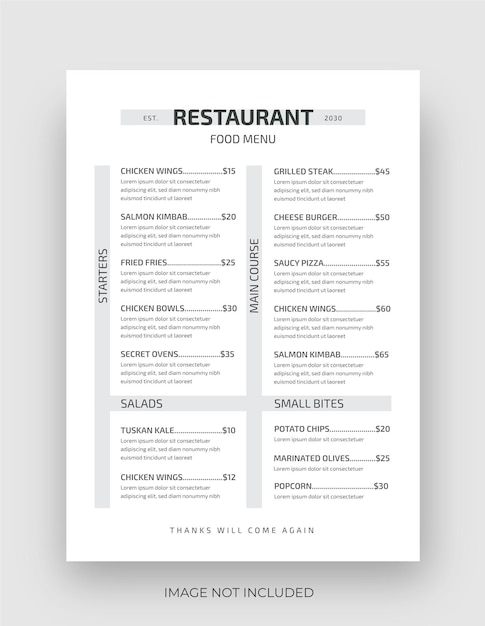 Restaurant menu food menu flyer classy restaurant menu template fast food flyer design modern