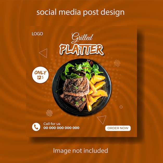 Vector restaurant menu ontwerp met merk gezond en lekker eten banner voor online zaken