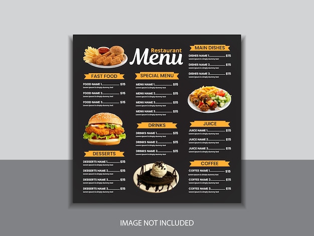 Restaurant menu ontwerp sjabloon Menukaart ontwerp Fast food menu kaart ontwerp voor restaurant