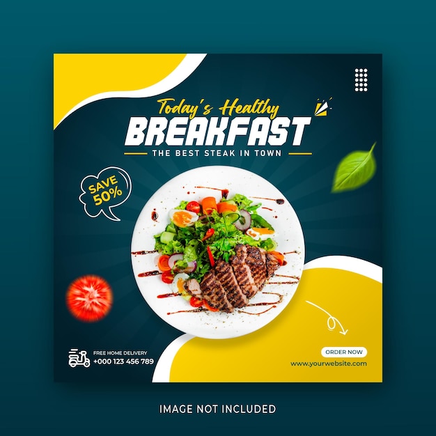 Restaurant menu social media promotion post template Premium Eps