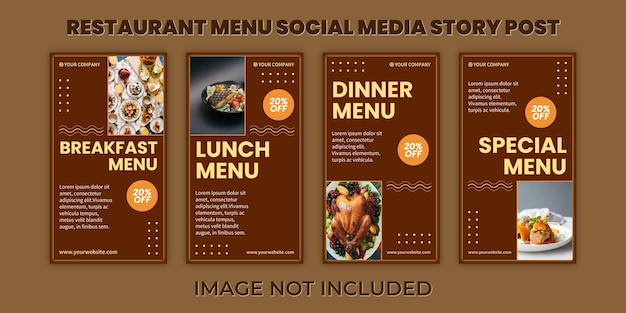 Vector restaurant menu social media story post