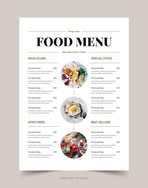 restaurant menu template a4 size fast food flyer design simple minimalist food menu