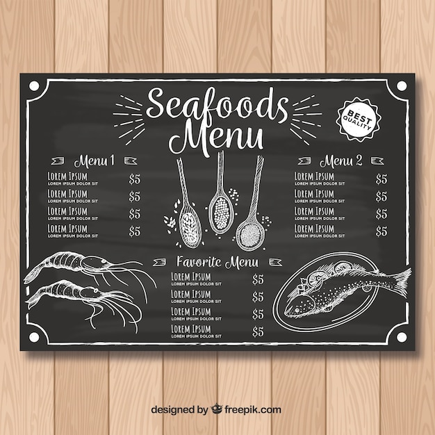 Vector restaurant menu template in blackboard style