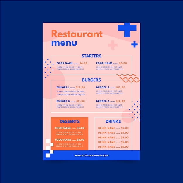 Restaurant menu template concept