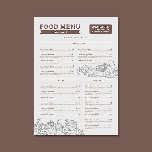 Restaurant menu template design vector