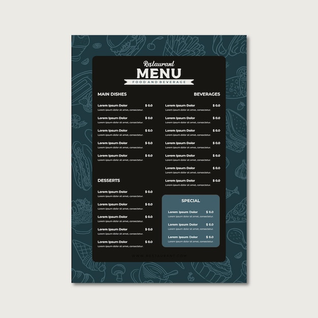 Restaurant menu template design vector