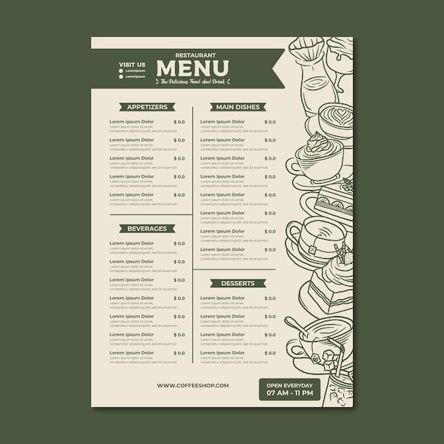 Restaurant menu template design vector
