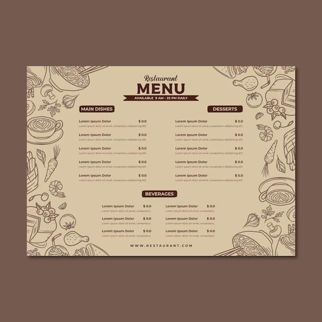 Restaurant menu template design vector
