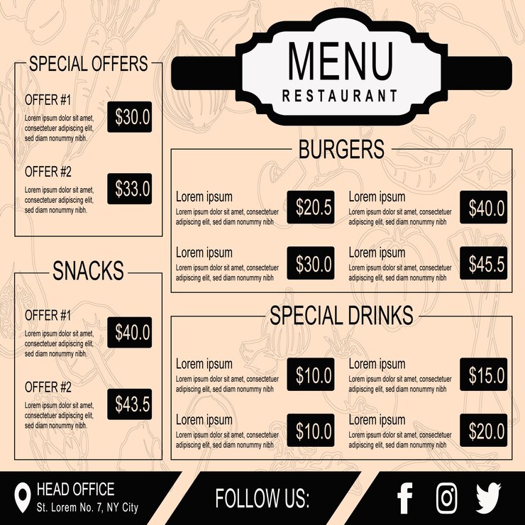 Vector restaurant menu template design