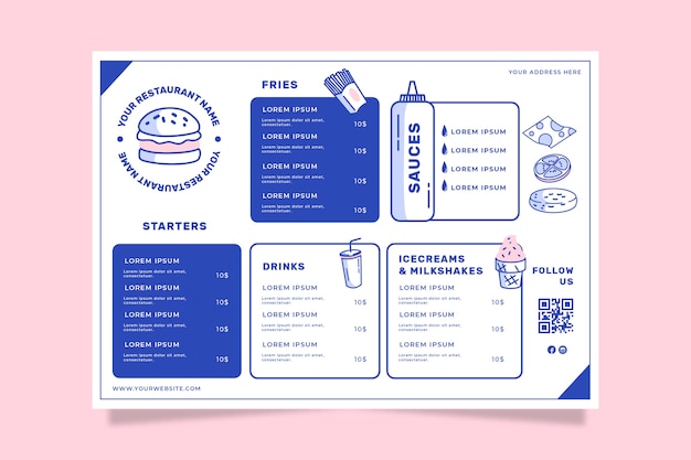 Vector restaurant menu template for fast food