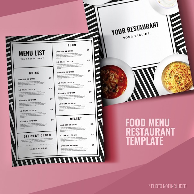 Modello di menu del ristorante semplice stampa minimalista