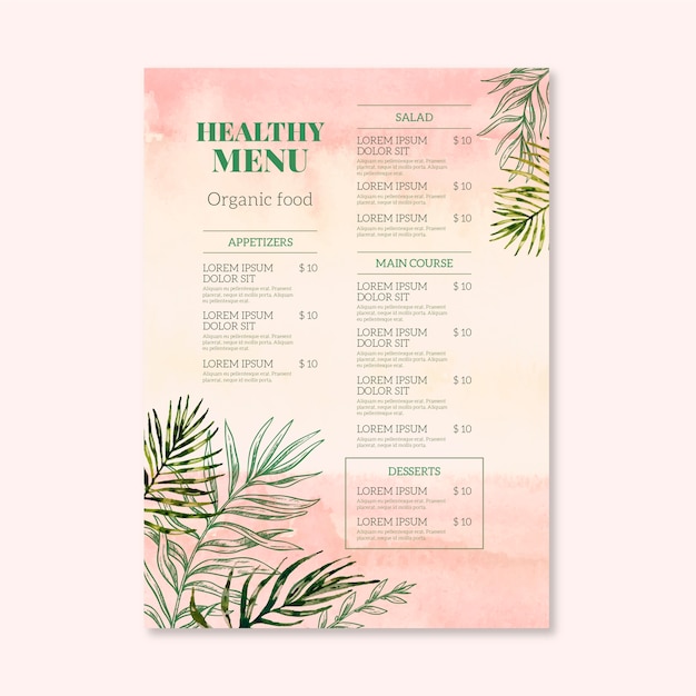 restaurant menu template style