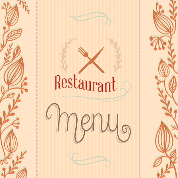 Restaurant menu with florals