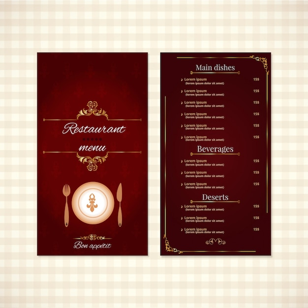 Vector restaurant menu