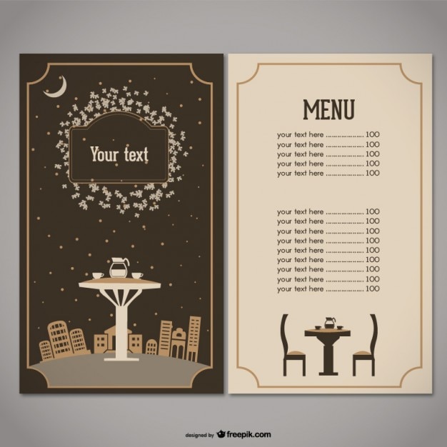 Restaurant menu