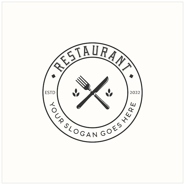 Restaurant met gekruiste lepels en vorken design element in vintage style