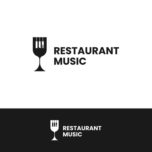 Restaurant music logo illustration