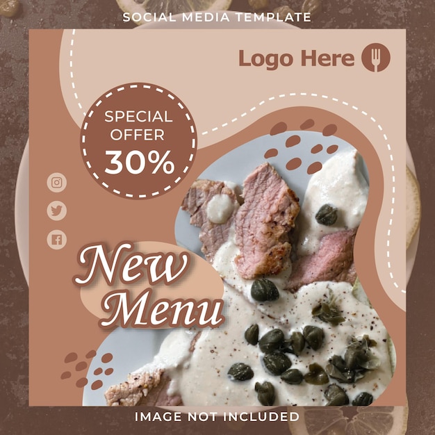 Restaurant new menu design instagram post template